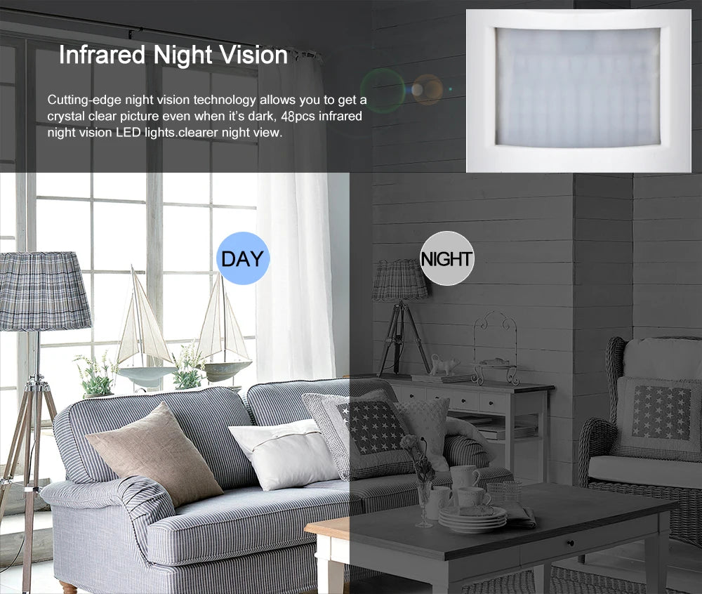 Telecamera IP wireless da interno stile PIR con IR invisibile
