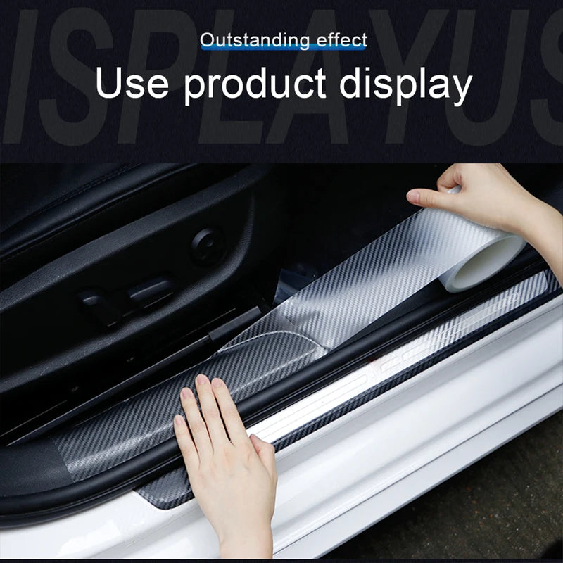 SEAMETAL Carbon Fiber Car Sticker Door Edge Transparent Film Anti Scratch Auto Door Sill Protector for Bumper Trunk Household Ca