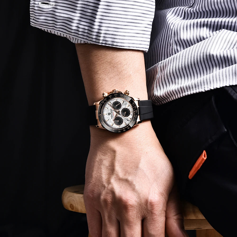 Meteorite Dial Men's Luxury Quartz Chronograph Watch