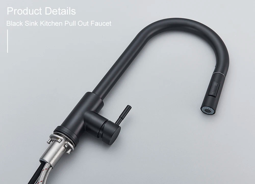 Black Kitchen Faucet with Pull-Out Dual-Function Spray