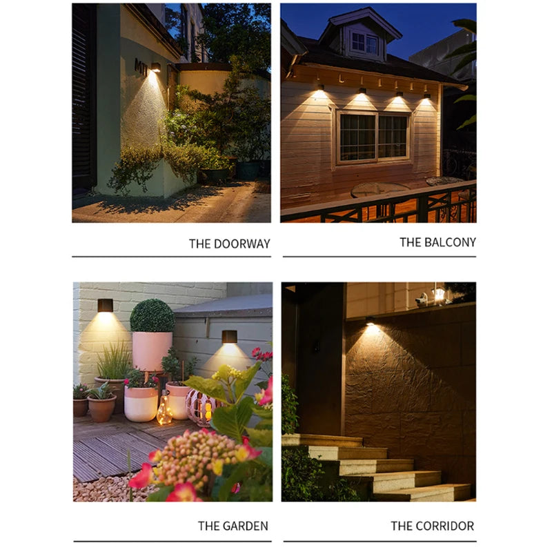 Solar Wall Light with Light Sensor, IP65, Warm White or RGB