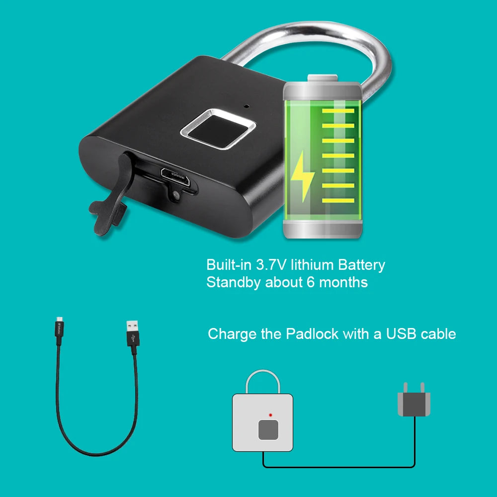 O11 USB dobíjecí otisk prstu zámek s cylindrickým západkou
