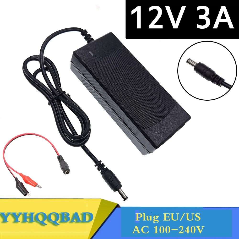 Battery Charger with DC Barrel Plug, Mains-Plug Options