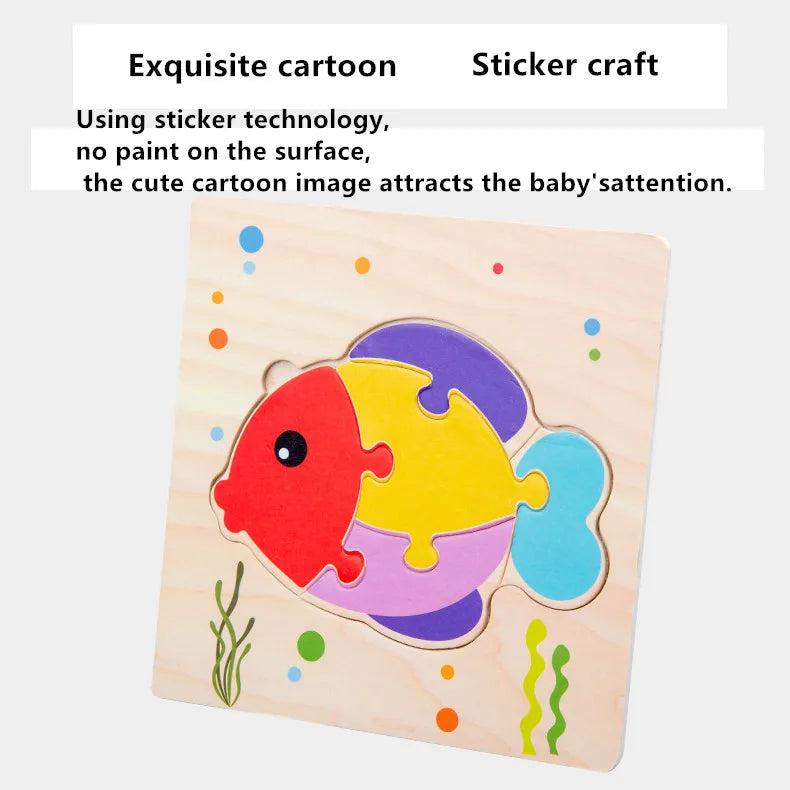 Baby Wooden 3D Puzzles Tangram Shapes Learning Educational Cartoon Animal Intelligence Jigsaw Toys For Children Gift 
