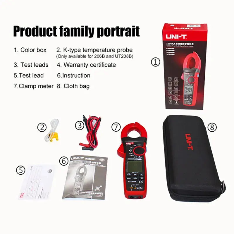 UNI-T 1000A True RMS Digital Clamp Meter 1000V AC DC Voltmeter Pliers Ammeter UT206B UT207B UT208B Inrush Current LPF ACV Test Spy-shop.com