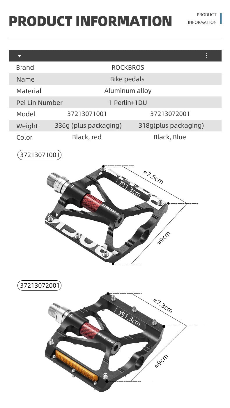 Aluminum Alloy Bike Pedals with Non-Slip Grip & Reflective Safety