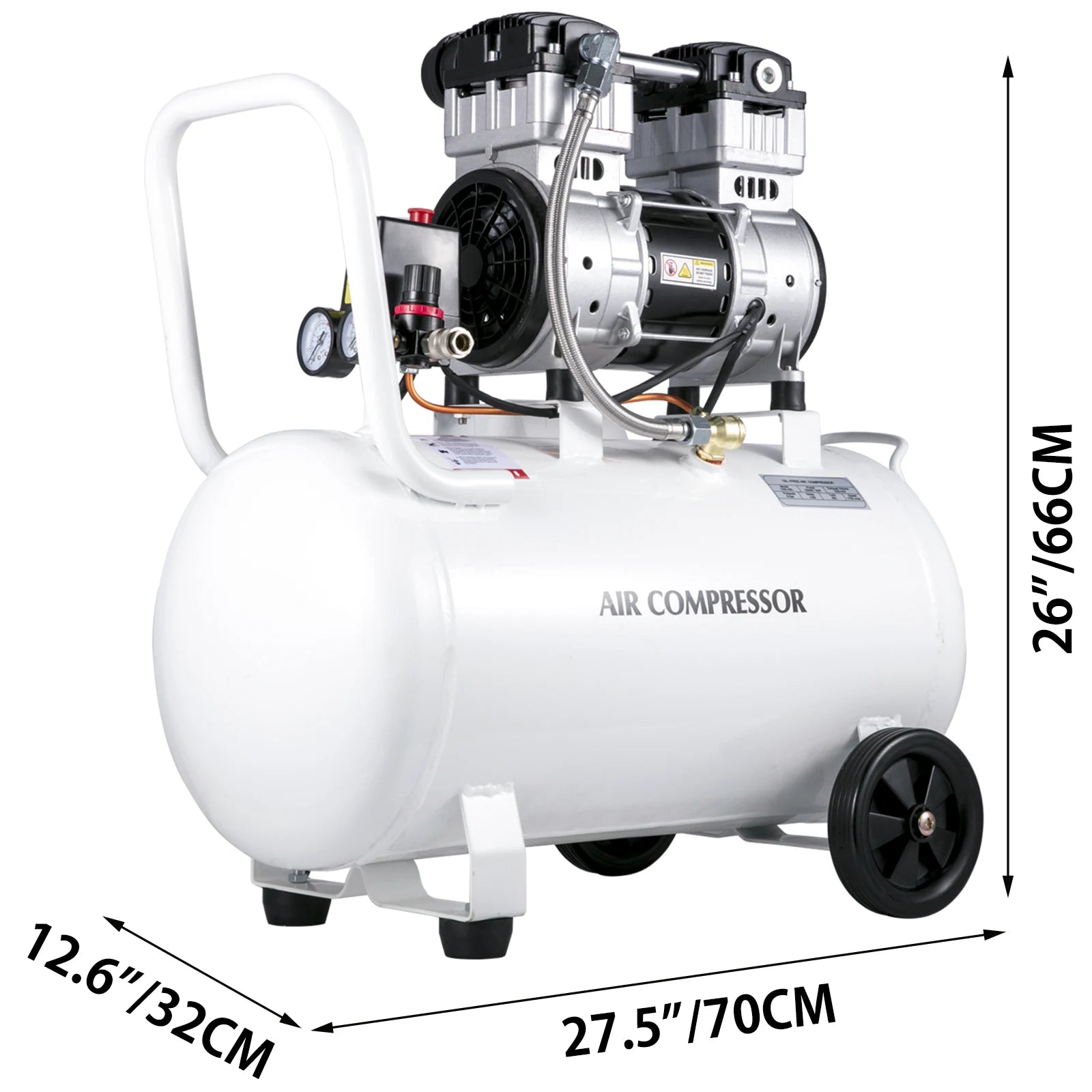 Bezolejový tichý vzduchový kompresor 750W 1HP 25L/60L pro domácnost a garáž