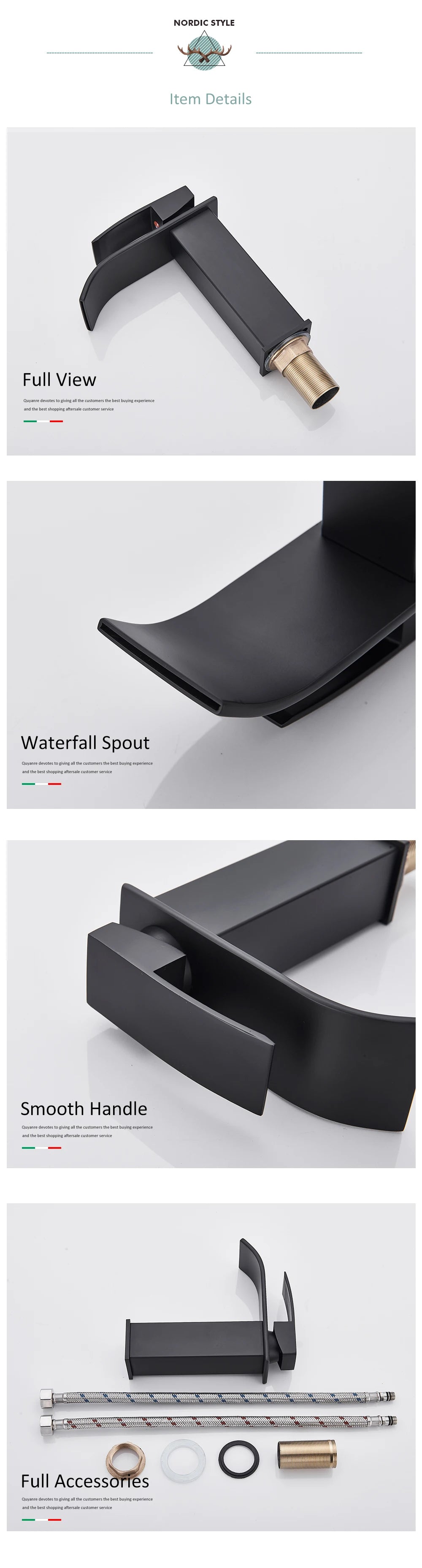 Matte Black Waterfall Basin Faucet – Single Handle Bathroom Mixer