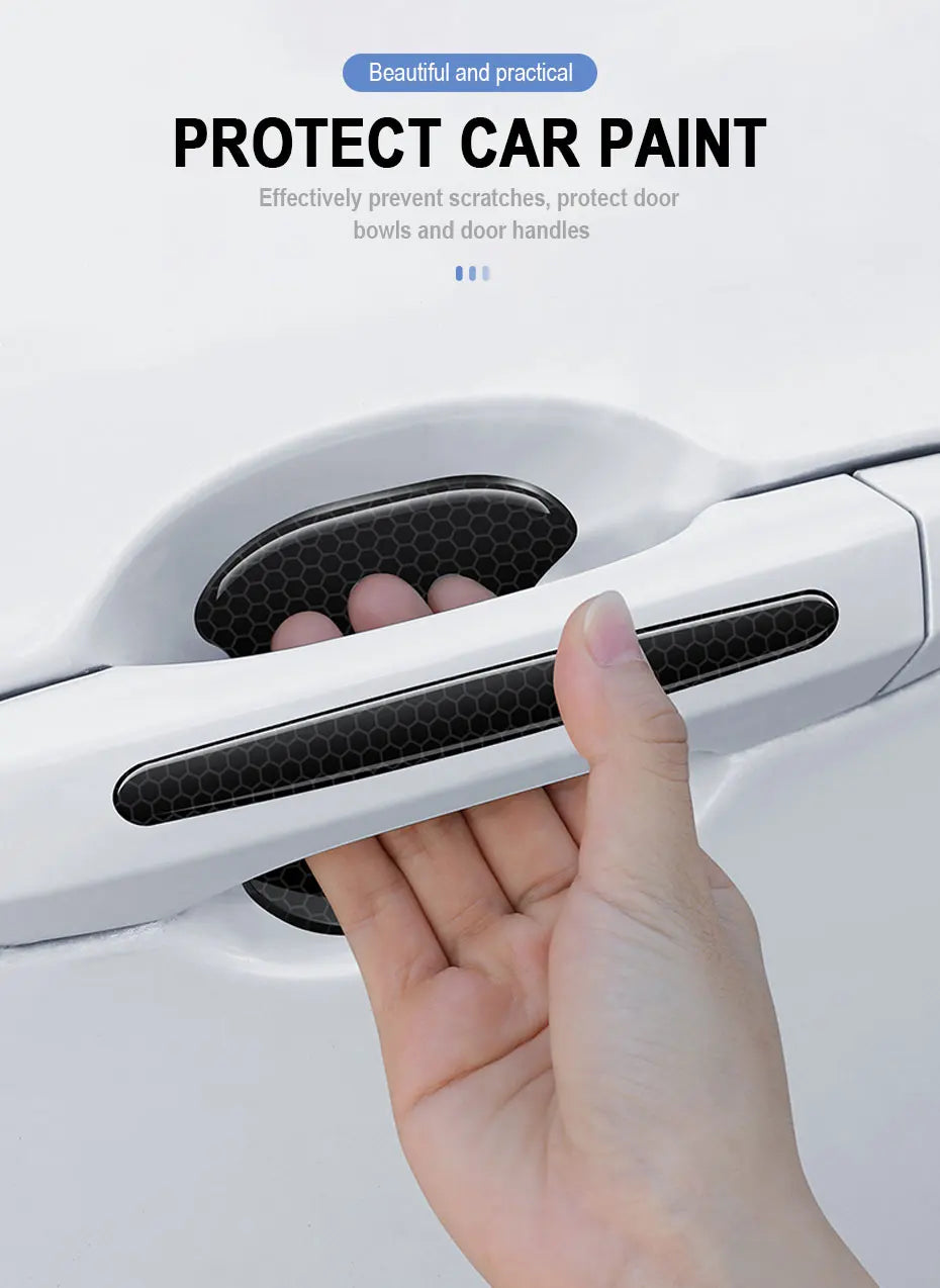 SEAMETAL Car Sticker Door Handle Protective Film with Reflective Trim Sticker Door Bowl Protector Anti-Scratch Protection Guard