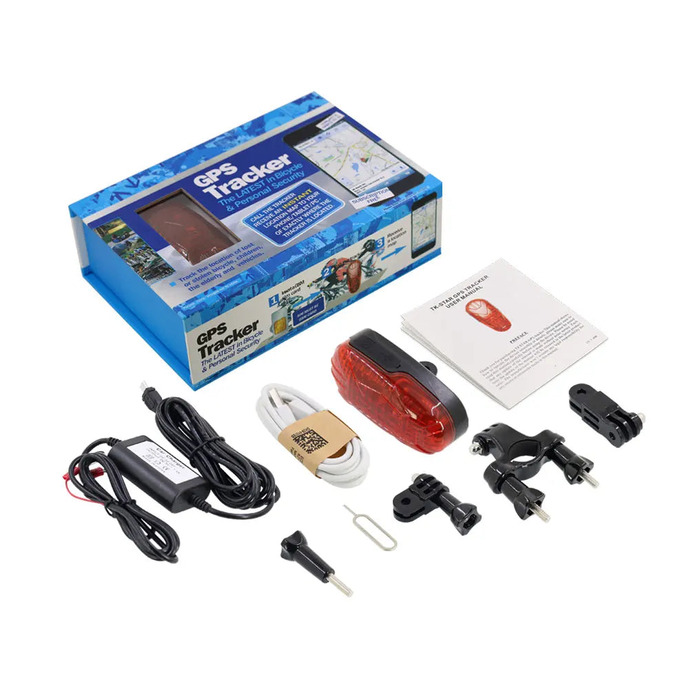 Bicycle GPS Tracker TK906 Bike Lamp GPS Tracker Long Standby Waterproof SOS Over-speed Alarm Bike Locator Lifetime Free Platform 