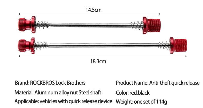 Bike Quick Release Skewers with Anti-Theft Lock