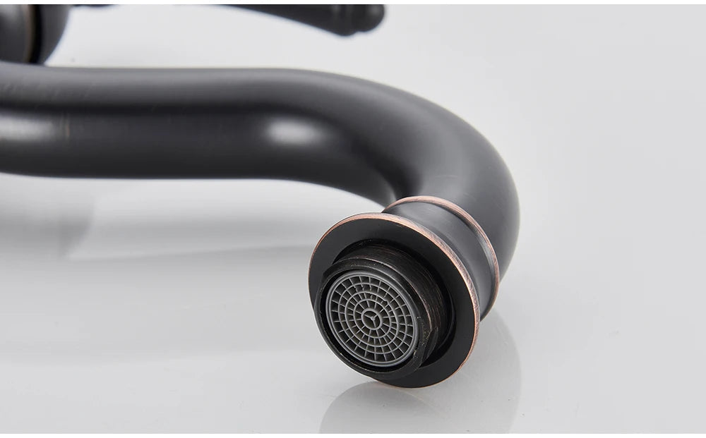 POIQIHY Antique Brass Basin Vessel Sink Faucet Deck Mounted One Hole Cold Hot Water Cold Hot Mixer Tap Bathroom Faucet  1 Hole 