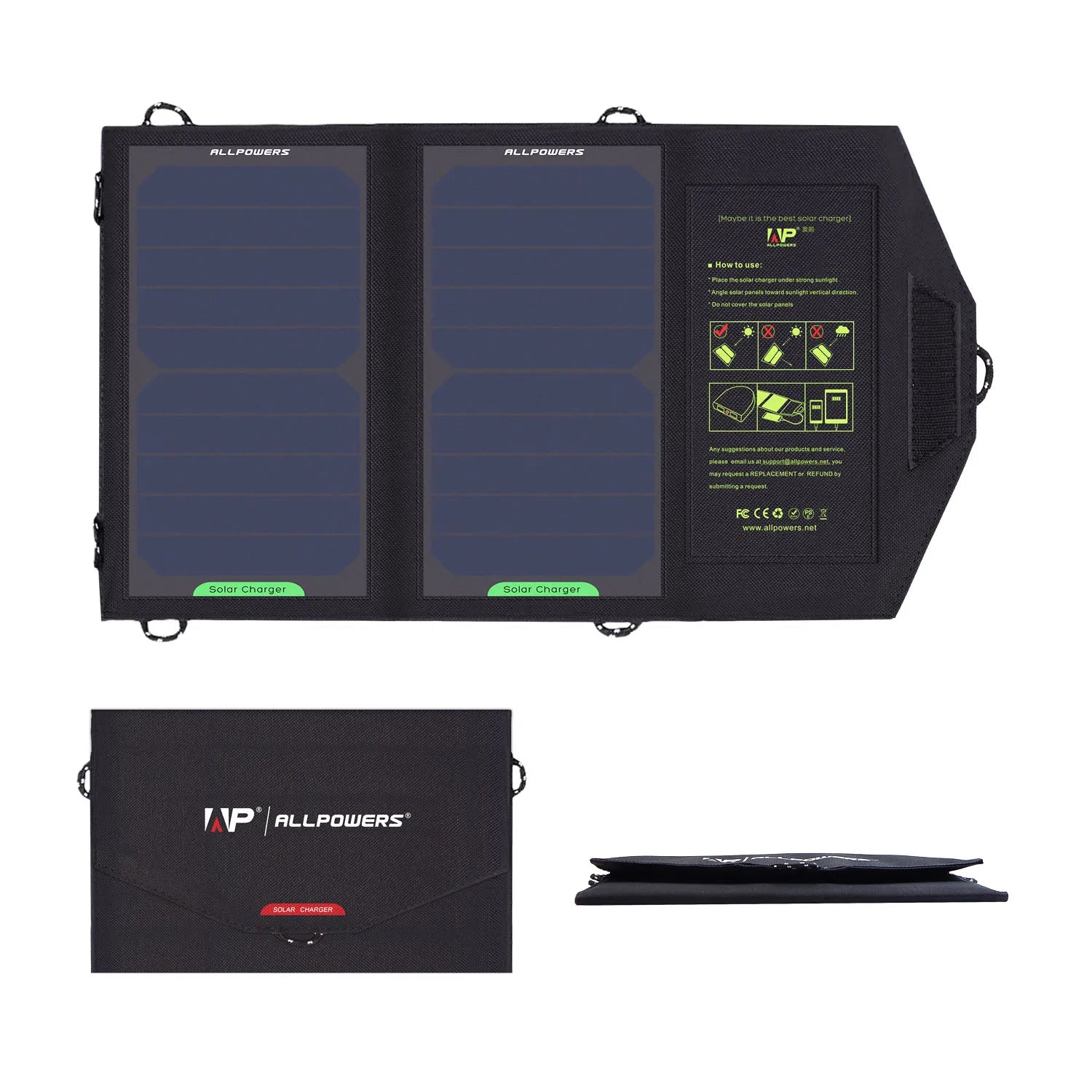 ALLPOWERS Foldable Solar Panel Charger with Battery 21W