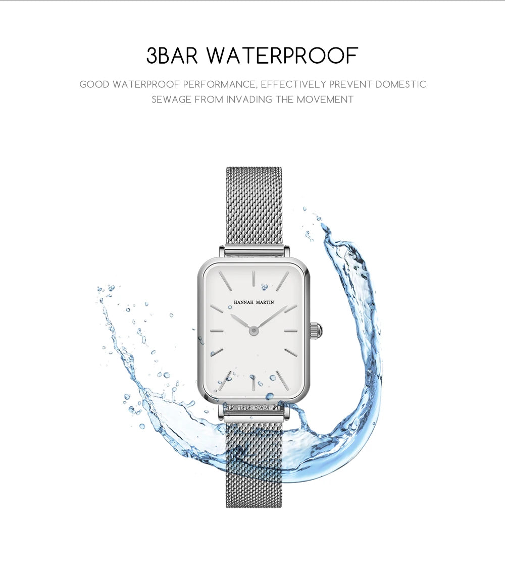 Women's Square Mesh Strap Watch in Rose Gold