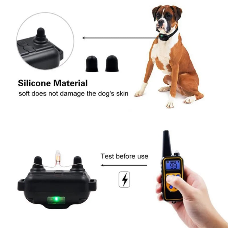 Electric Dog Training Collar Waterproof Dog Bark Collar Pet With Remote Control Rechargeable Anti Barking Device All Size Dogs Spy-shop.com