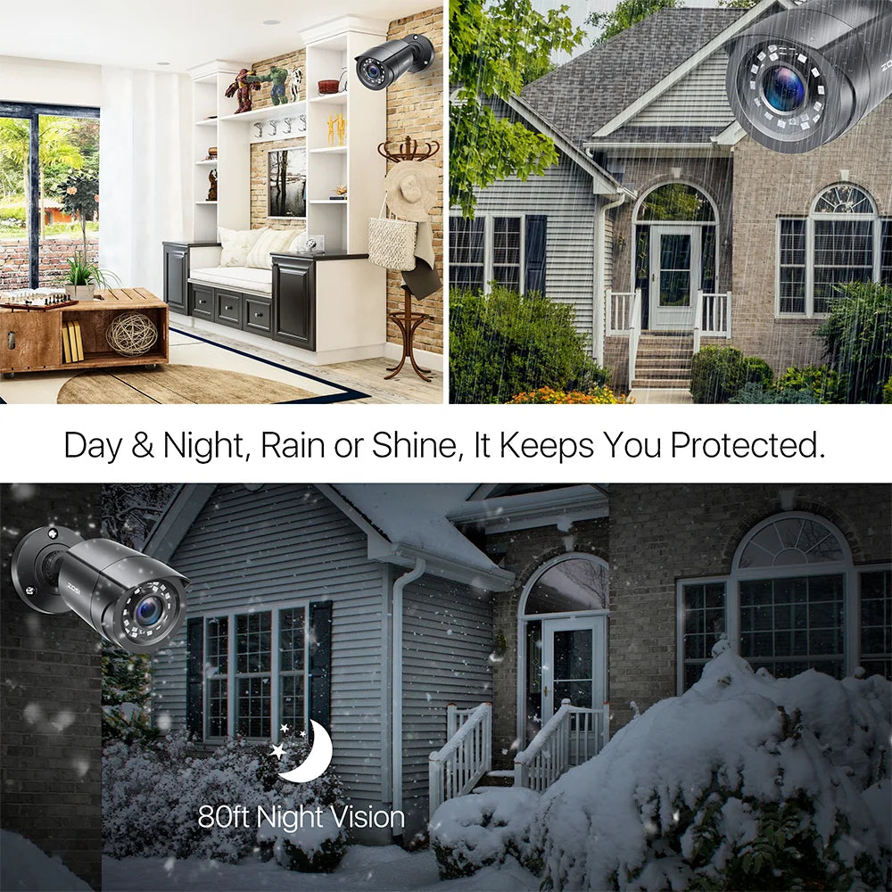 ZOSI 1080P Wired CCTV Security Camera with 80ft Night Vision