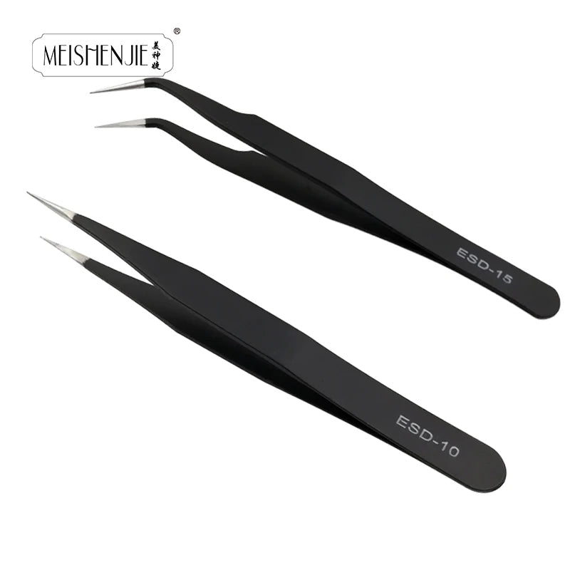 MEISHENJIE 1PC Stainless Steel Curved Straight Eyebrow False Eyelash Tweezers Nail Art Extension Makeup Tool Eeyelashes Tweezers 