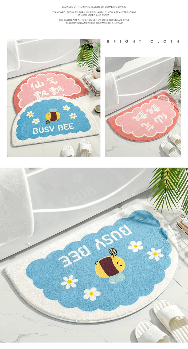 Soft Floor Mats Small Fresh Text Flowers Rugs Home Entrance Carpet Bedroom Toilet Bathroom Door Absorbent Non-Slip Foot Pad 