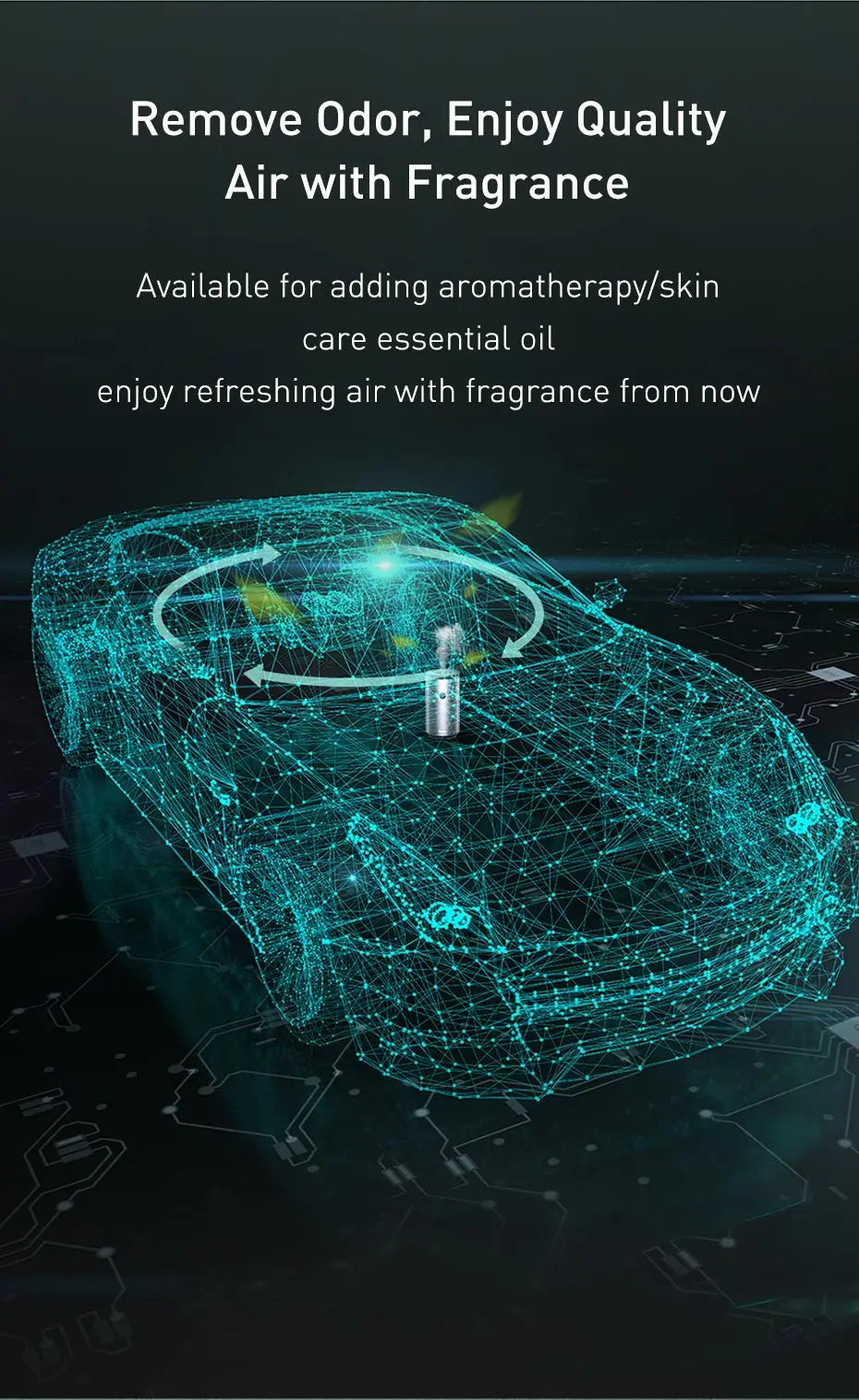 Baseus Car Diffuser Humidifier Auto Air Purifier Aromo Air Freshener with LED Light For Car Aroma Aromatherapy Diffuser 