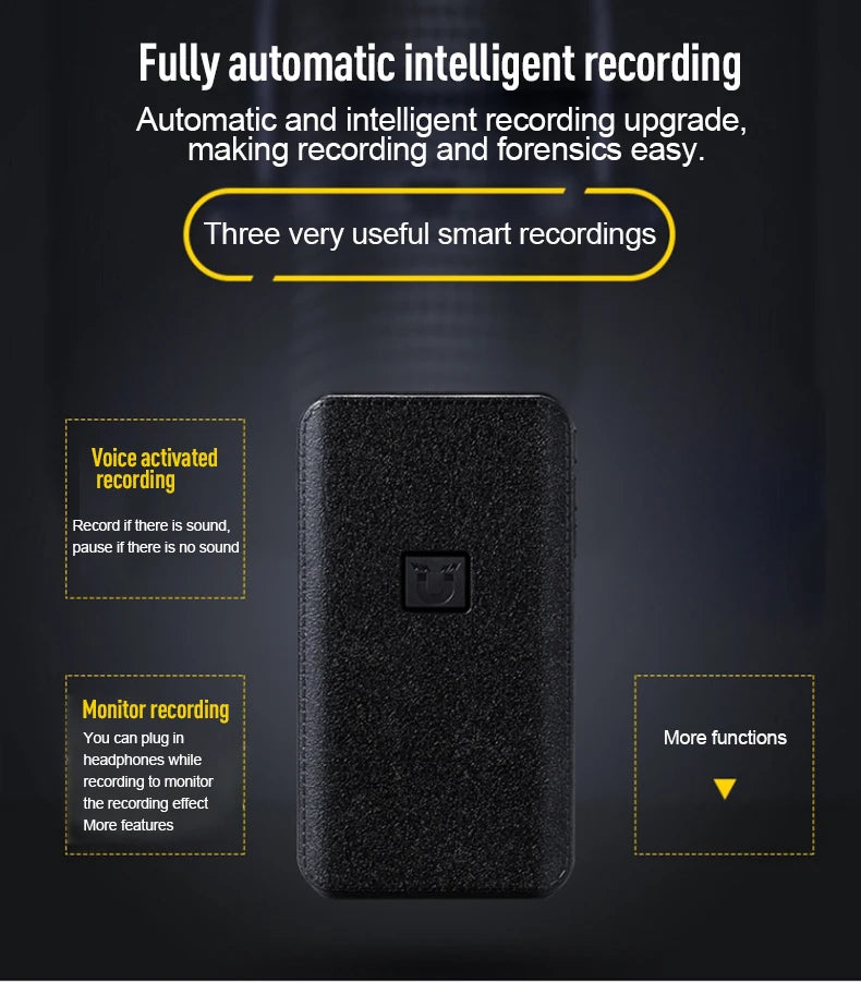 Digitalni diktafon 8-64GB s aktivacijom zvukom, skriveni, za snimanje na daljinu do 60 m, s magnetom, power bankom, MP3 i U-diskom