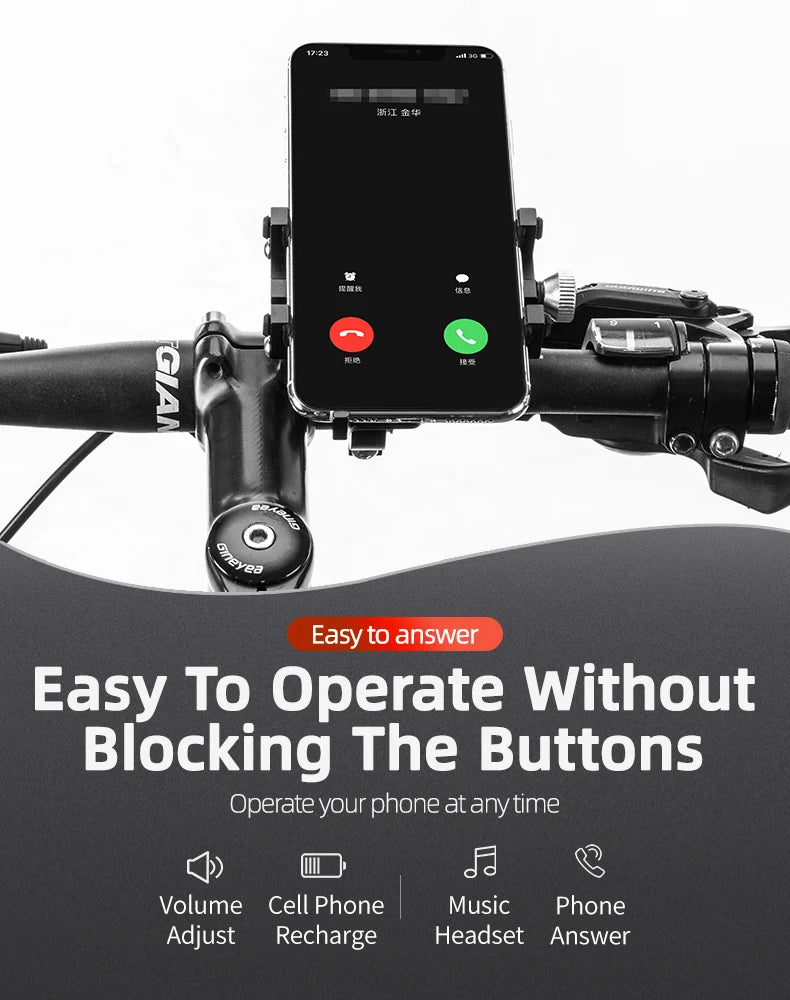 Aluminum Motorcycle Phone Mount with Secure 5-Claw Grip
