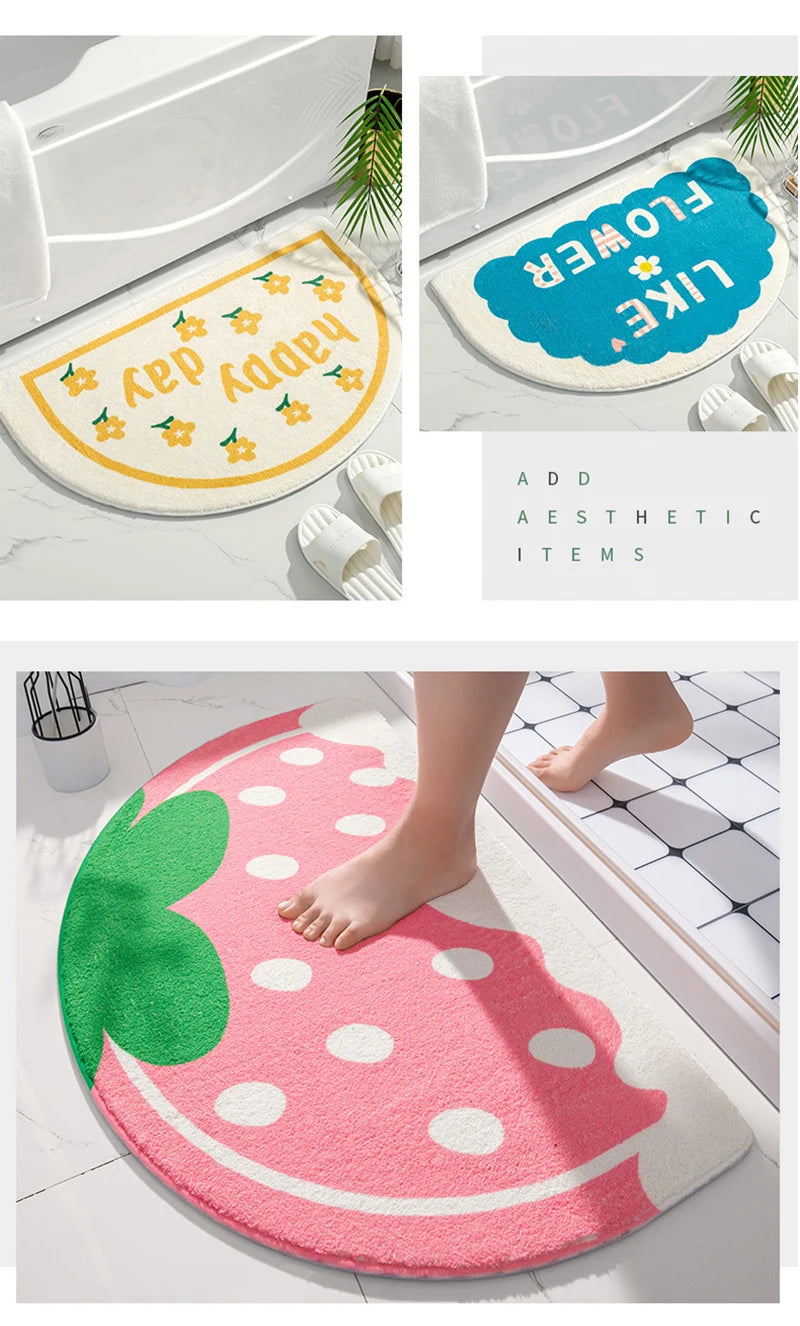Soft Floor Mats Small Fresh Text Flowers Rugs Home Entrance Carpet Bedroom Toilet Bathroom Door Absorbent Non-Slip Foot Pad 