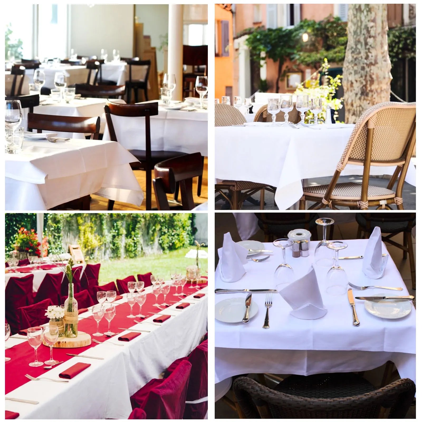 Rektangulär satinbordsduk för bröllop, fester och matborddekoration