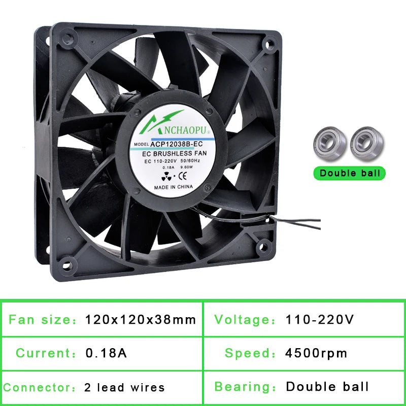 60mm 70mm 80mm 92mm 120mm 140mm Fan EC Brushless Cooling Fan AC 110V 120V 220V 240V for Cabinet Frequency Converter