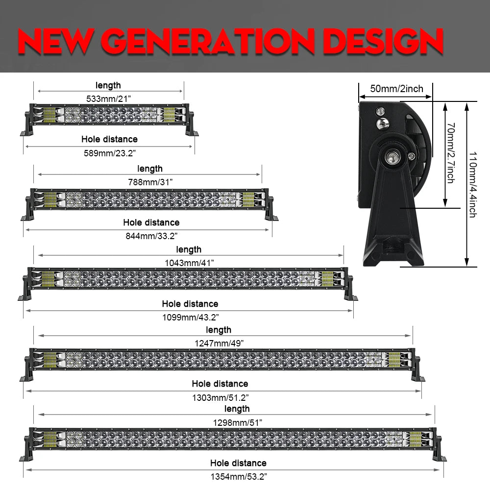 CO LIGHT 22 32 42 52 Inch Curved Led Light Bar COMBO 420W 620W 820W 1020W Dual Row Driving Offroad Car Truck 4x4 SUV ATV 12V 24V