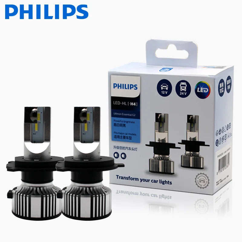 Philips Ultinon Essential G2 LED H1 H4 H7 H8 H11 H16 HB3 HB4 H1R2 9003 9005 9006 9012 6500K Auto Scheinwerfer Nebel-Lampe (2er Pack)