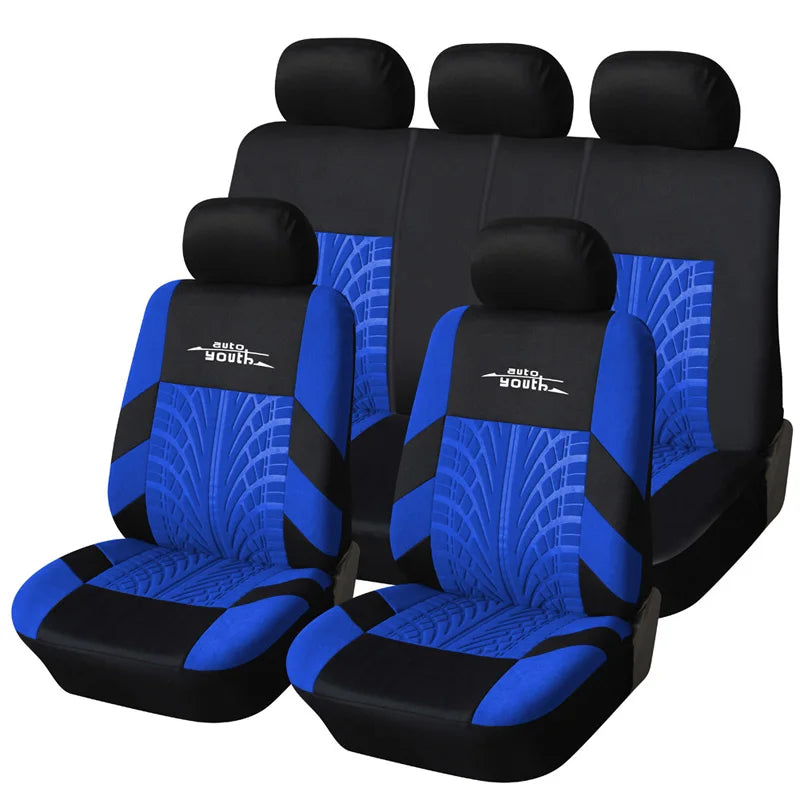 AUTOYOUTH Brand Embroidery Car Seat Covers Set Universal Fit Most Cars Covers with Tire Track Detail Styling Car Seat Protector 