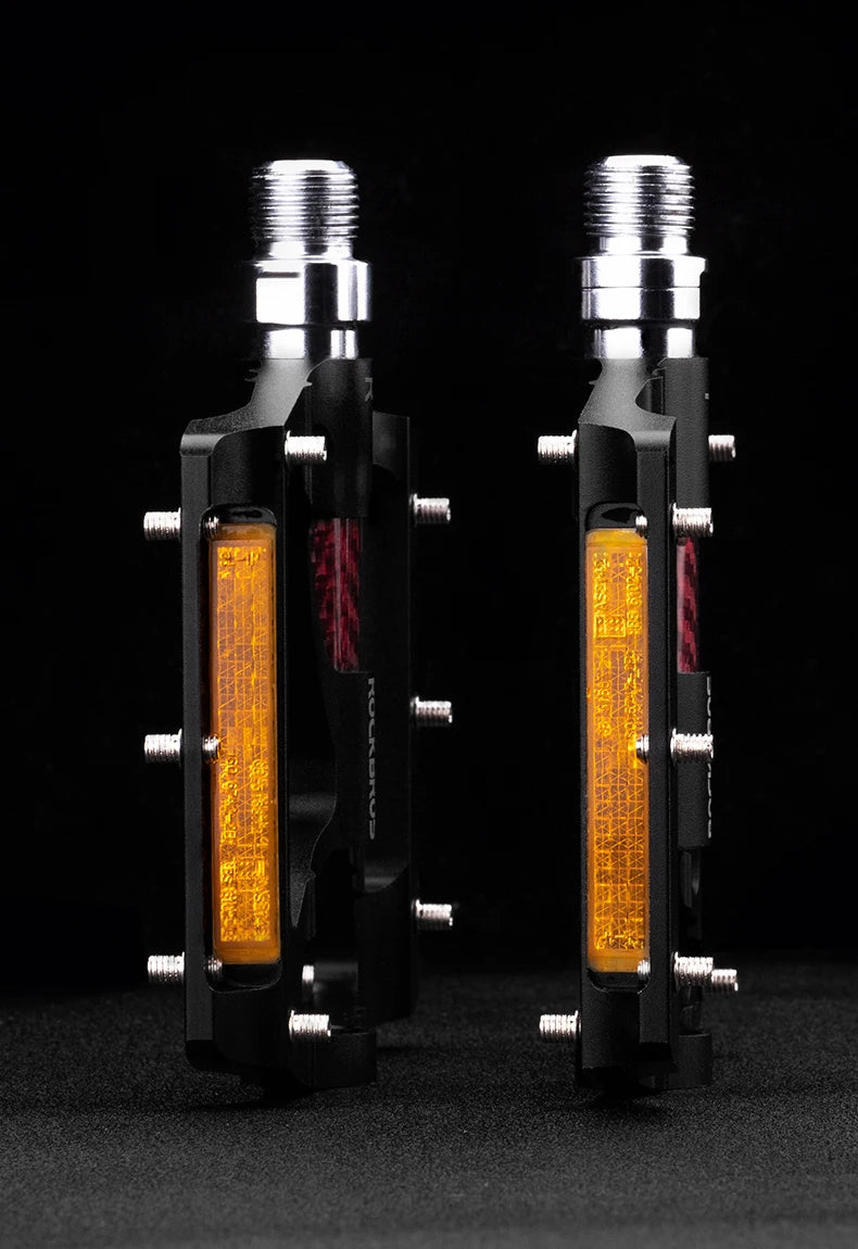 Aluminum Alloy Bike Pedals with Non-Slip Grip & Reflective Safety