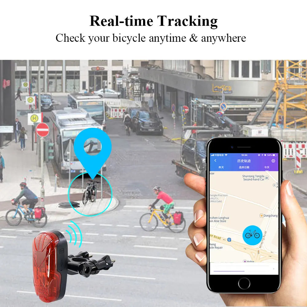Bicycle GPS Tracker TK906 Bike Lamp GPS Tracker Long Standby Waterproof SOS Over-speed Alarm Bike Locator Lifetime Free Platform 