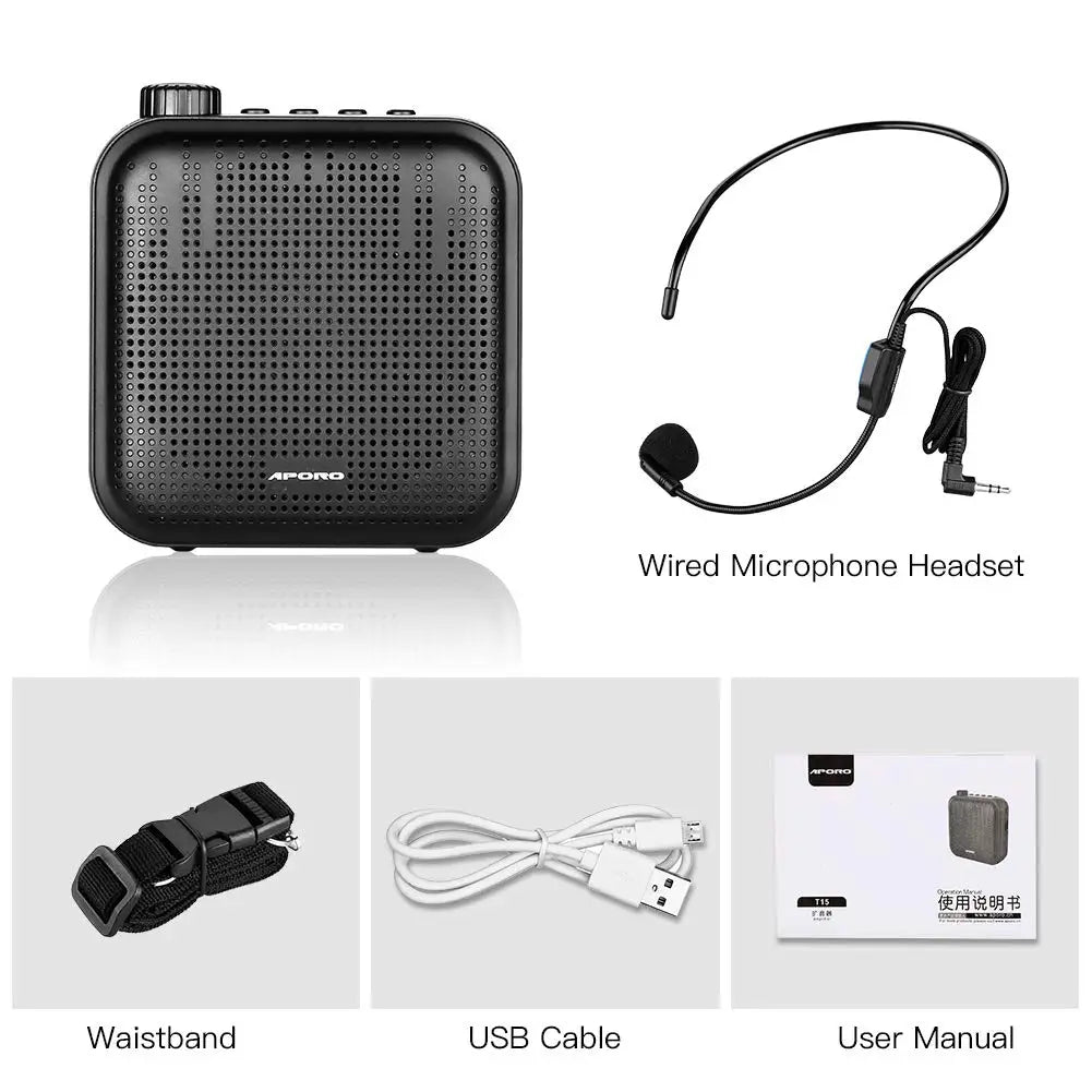 Portable Voice Amplifier with Wired Headset Mic