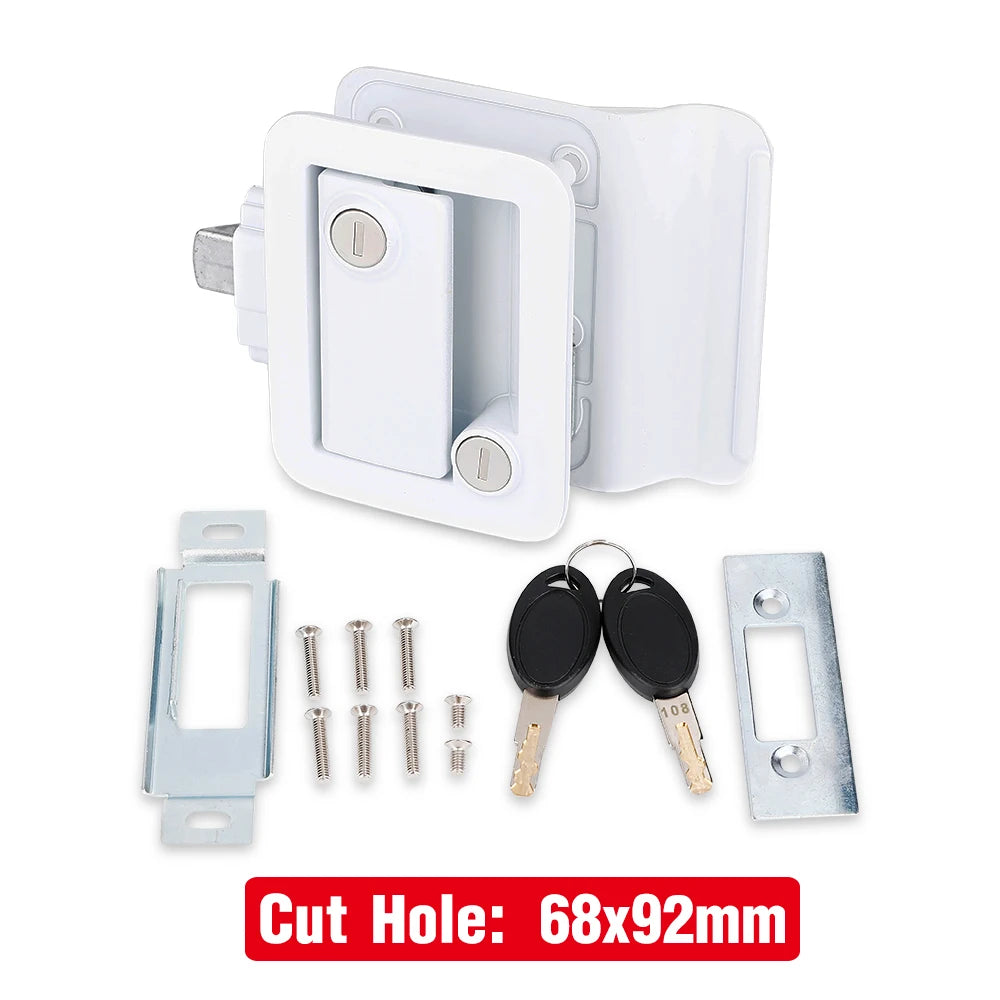 KAK RV Trailer Camper Entry Door Lock Handle Zinc Alloy Security RV Door Lock Replacement with Deadbolt Computer Key Door Handle