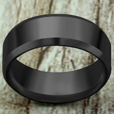 Men's Titanium Steel Ring – Classic Black Wedding Band