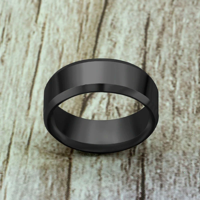 Men's Titanium Steel Ring – Classic Black Wedding Band