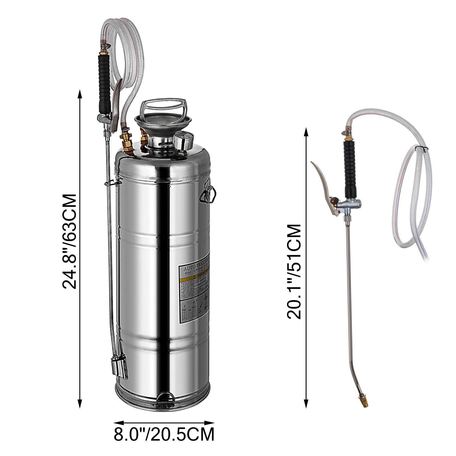 Stainless Steel Hand Pump Sprayer 4–12L Garden & Cleaning Tool