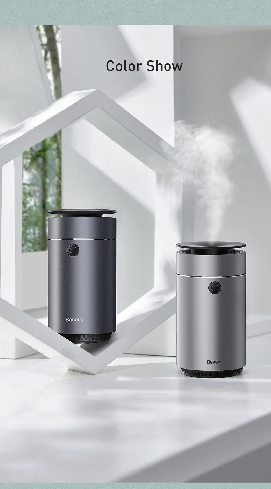 Baseus Car Diffuser Humidifier Auto Air Purifier Aromo Air Freshener with LED Light For Car Aroma Aromatherapy Diffuser 