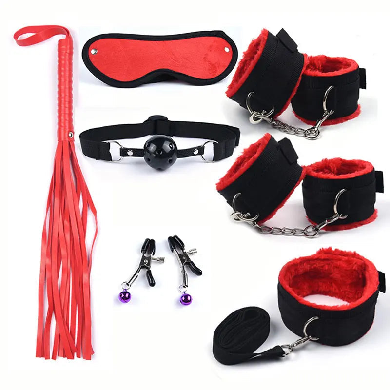 Rabbit Tail Anal Plug Bondage Set Sex Toys For Women Whip Handcuffs For Sex Bdsm With 10 Speed Vibrator Exotic Adult Games 