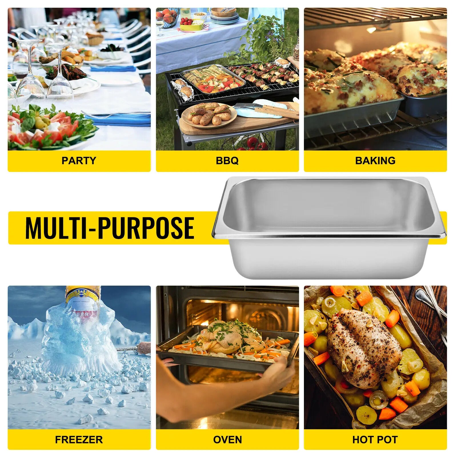 Stainless Steel Steam Table Pans Set with Lids for Catering & Food Service
