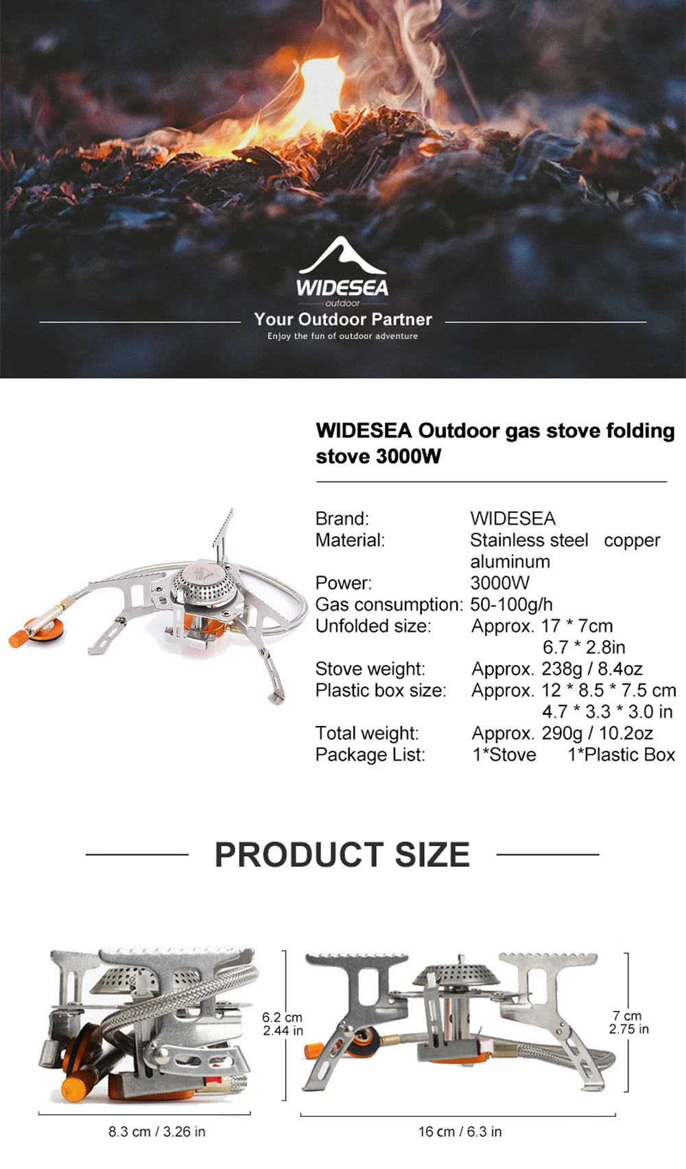 Camping Gas Stove Outdoor Burner with Ignition