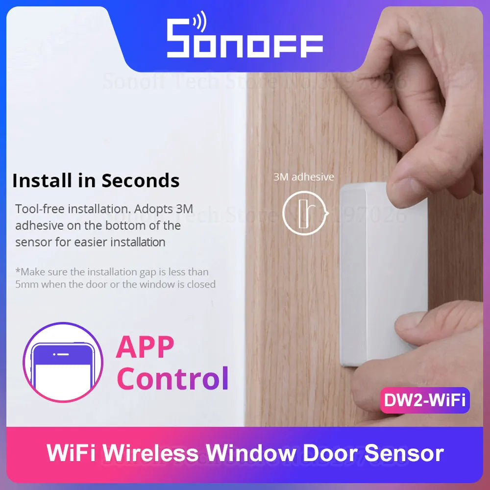 Sonoff DW2-WiFi Wireless Security Door/Window Sensor Home Sercurity Alarm Work With eWeLink APP Support Sonoff Devices IFTTT