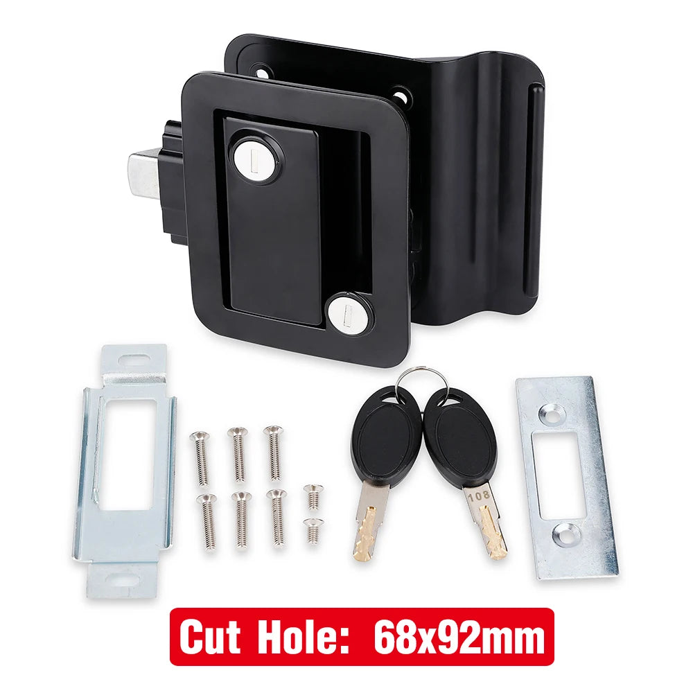 KAK RV Trailer Camper Entry Door Lock Handle Zinc Alloy Security RV Door Lock Replacement with Deadbolt Computer Key Door Handle
