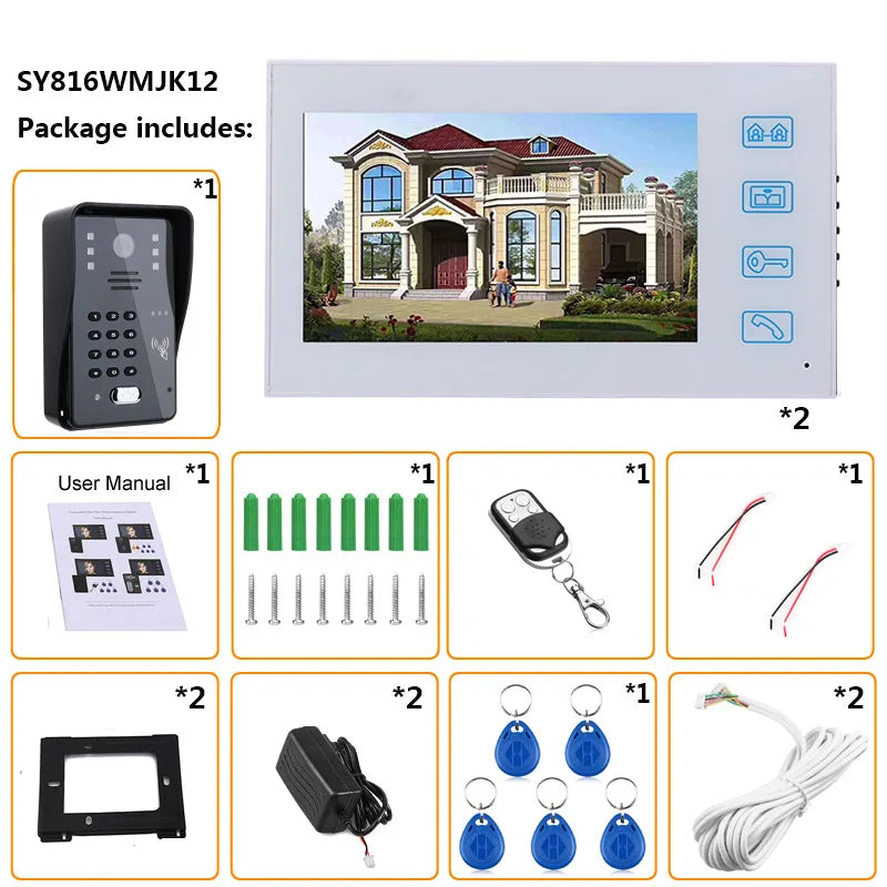 7inch Video Door Phone Intercom Doorbell With RFID Password IR-CUT 1000TV Line Camera Wireless Remote Access Control System Spy-shop.com