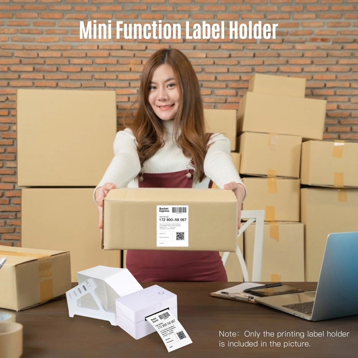 Label Holder for 4x6 Shipping Labels Printer Rolls and Fanfold Labels 2 in 1 Work for Desktop Themal Label Sticker Dispenser