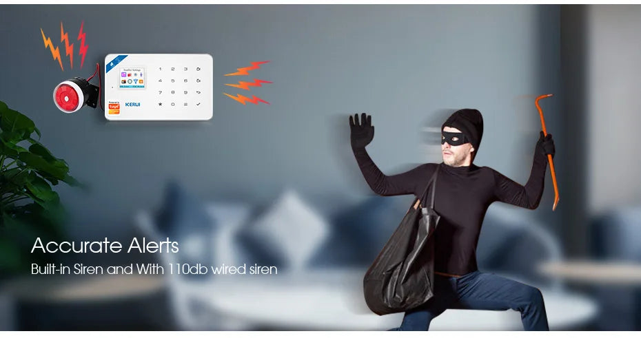 KERUI W181 Alarm System Secutrity Home WIFI GSM Alarm Tuya Smart Motion Detector Door Sensor Burglar IP Camera Work Alexa Google 