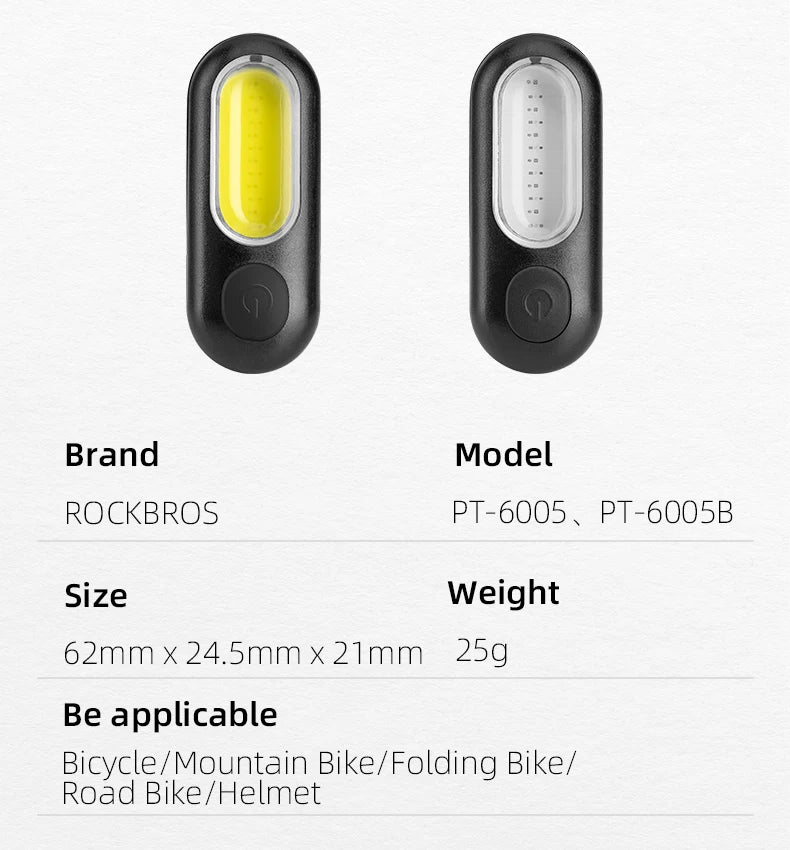 USB Rechargeable Bicycle Rear Light, 5 Modes