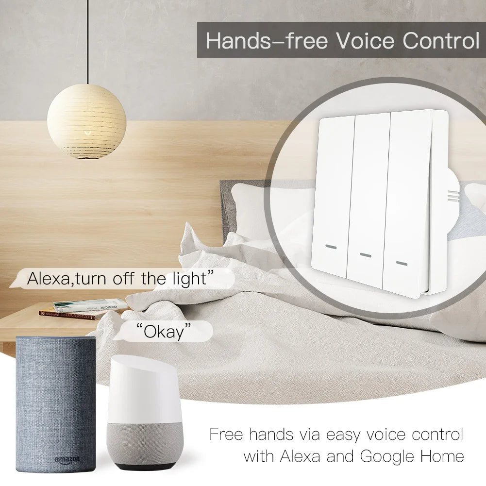 MOES Tuya ZigBee Light Switch with Transmitter Kit No Neutral Wire No Capacitor Required works with Alexa Google Home Smart Life