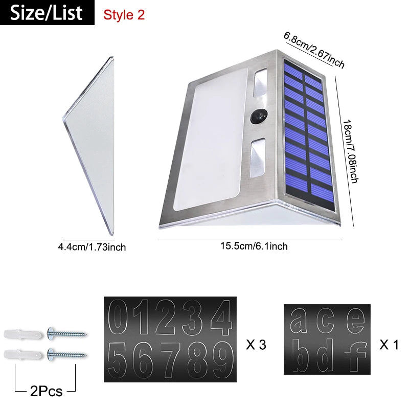 Solar House Number Plaque Light with Motion Sensor LED Lights
